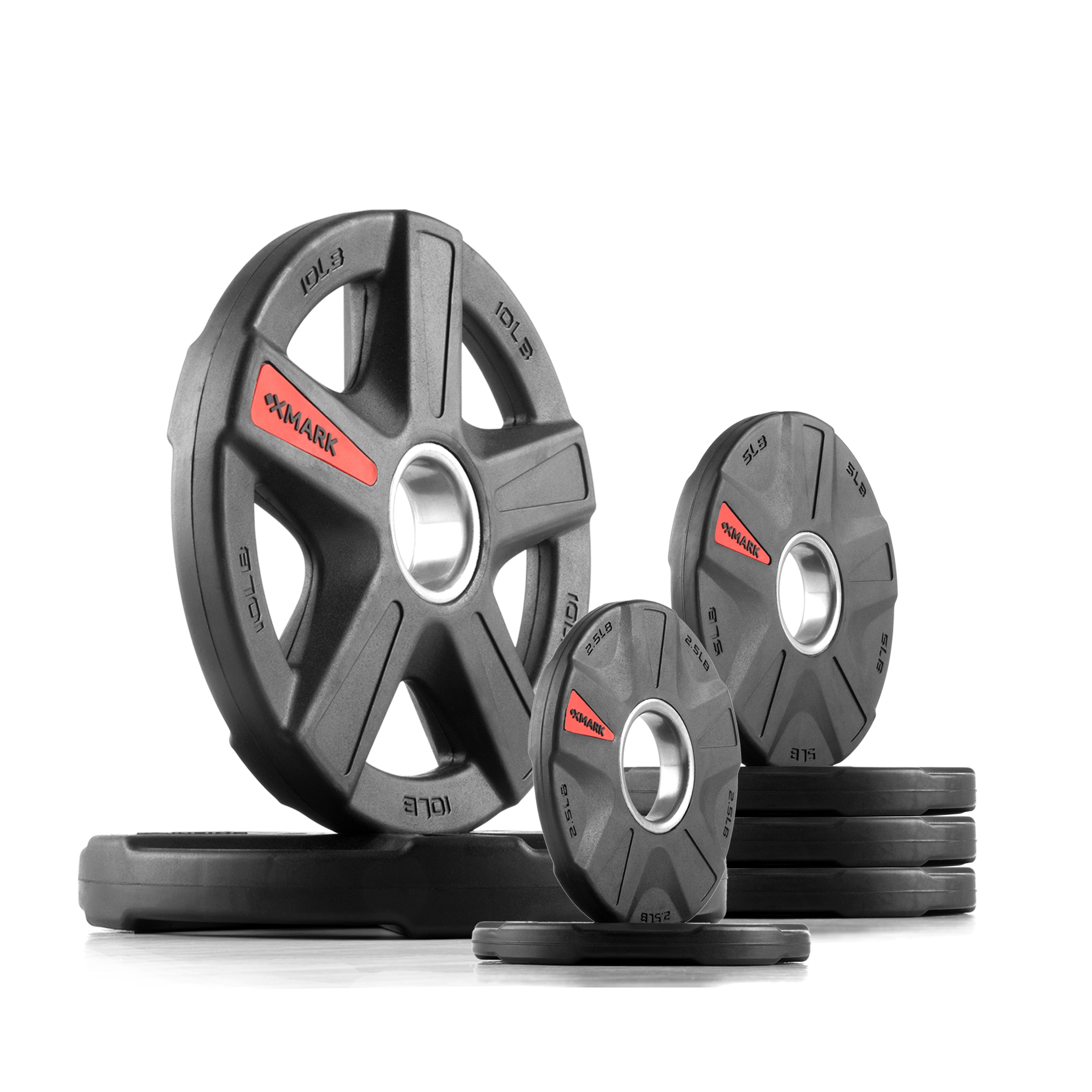 45 lb set of Texas Star five grip hole weight plates with logo and weight in lbs displayed on plate