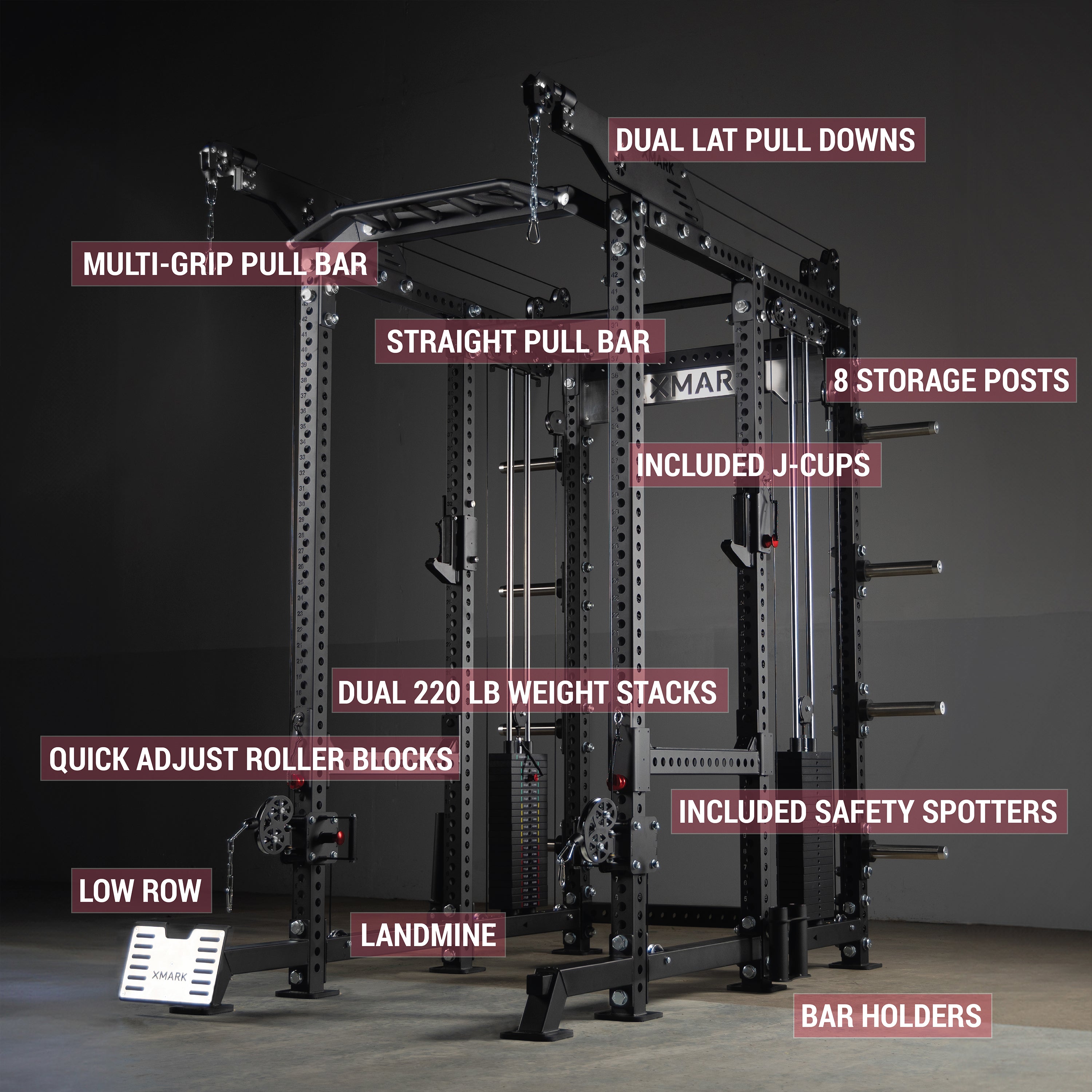 Commercial Power Rack with Pulley System | Home Gym Equipment | XMARK