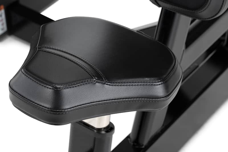 Close-up of a black padded exercise  seat cushion.