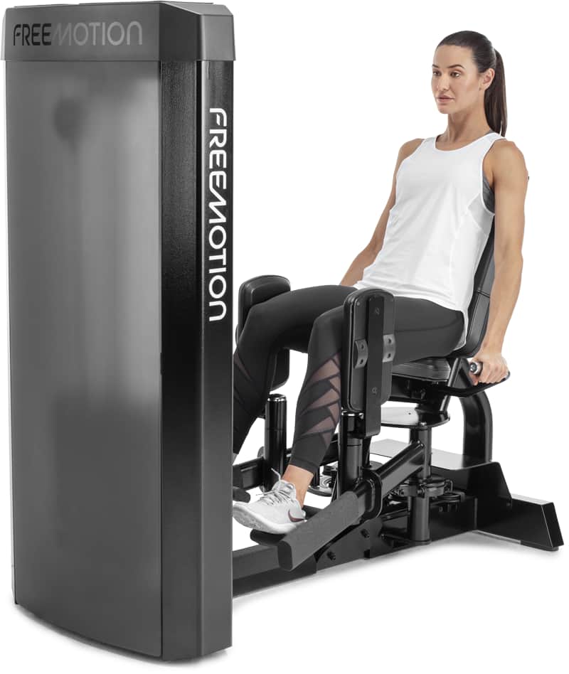 A woman exercising on a Selectorized Hip Adduction/Abduction