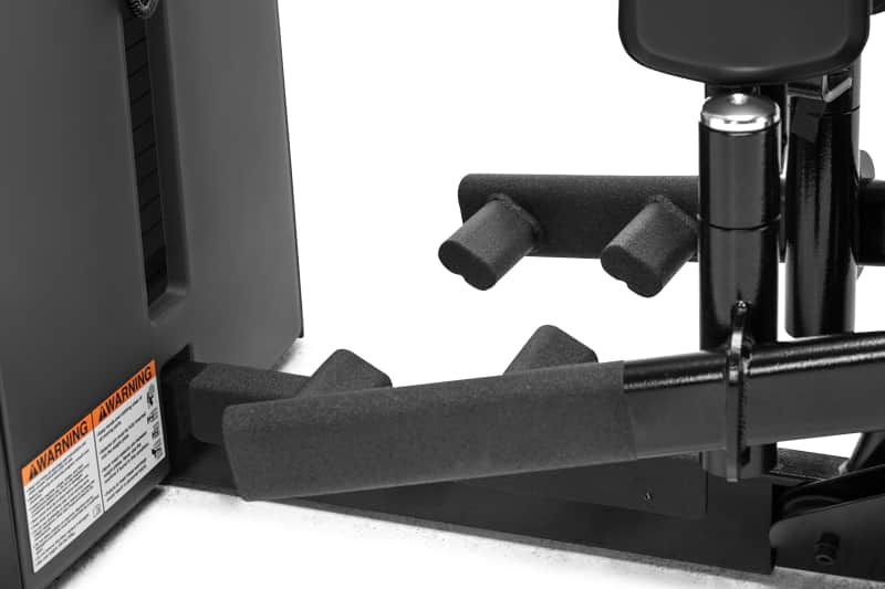 Close-up detail of a Freemotion biceps curl machine