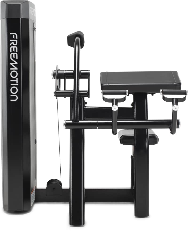 A Freemotion biceps curl machine, front view.