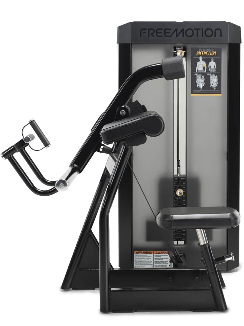 Freemotion biceps curl machine, side view