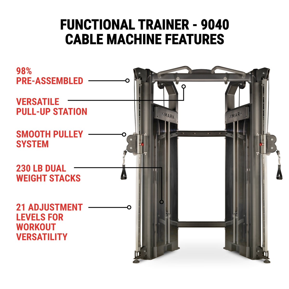 Weight Stack Machine Simple Functional Trainer With Dual 230 lb Weight Stacks – XMARK
