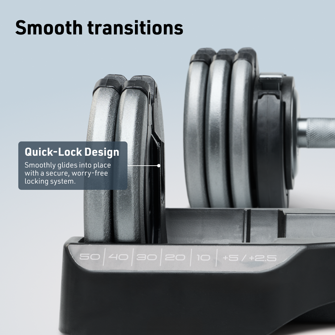 Adjustable dumbbells, quick lock design