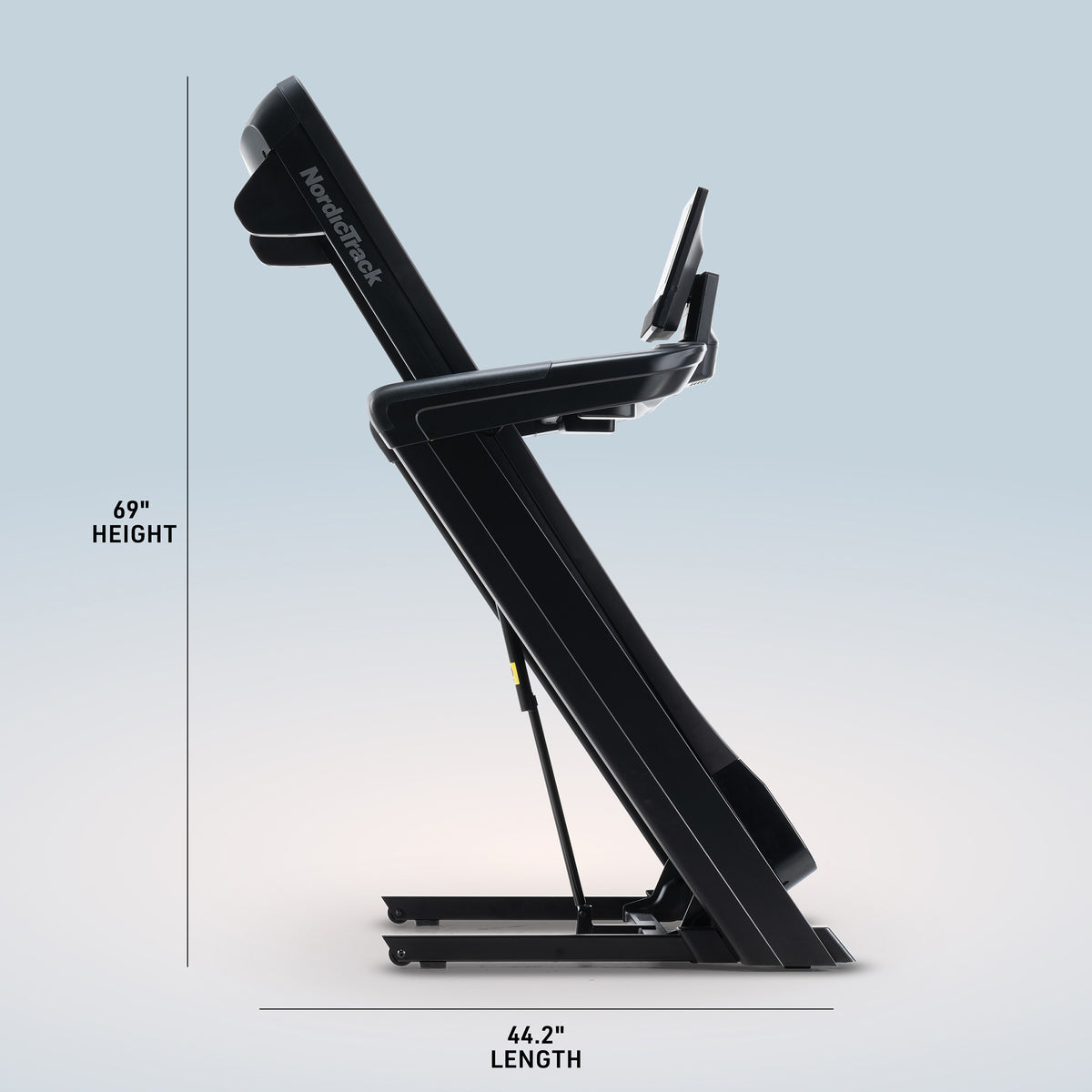 NordicTrack Commercial 1250 Treadmill with its deck folded up for storage