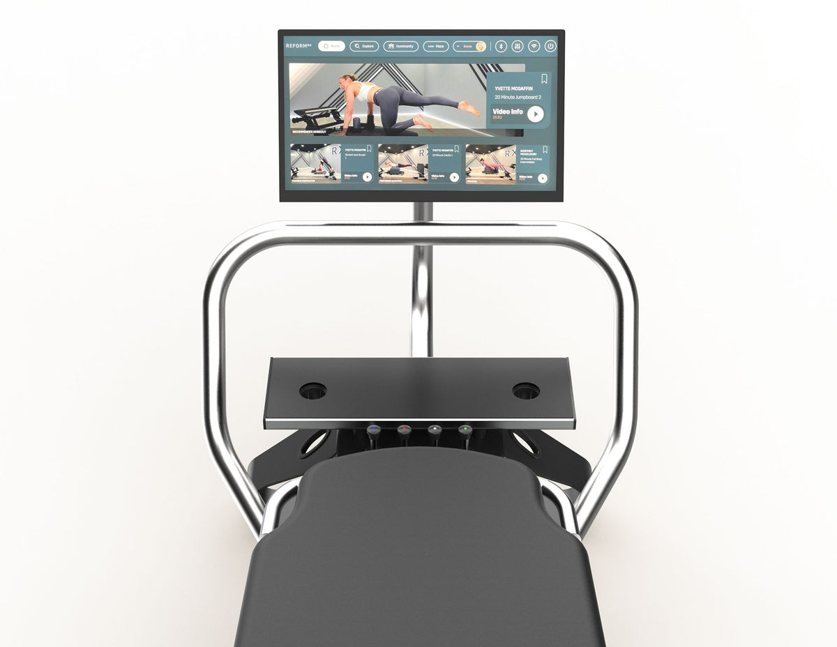 Close-up of the touchscreen console on the NordicTrack Ultra 1 Reform Rx-S reformer