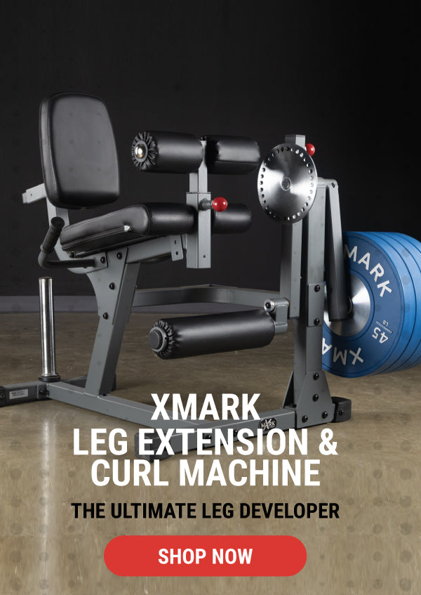 Leg extension machine with. blue plates 