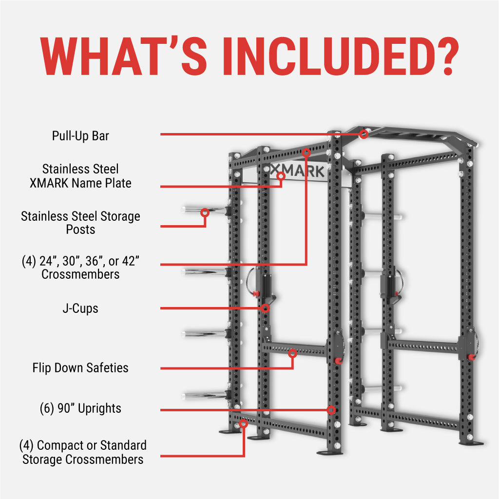 Power Rack w/ Storage & Flip Down Safeties | Home Gym Power Rack | XMARK