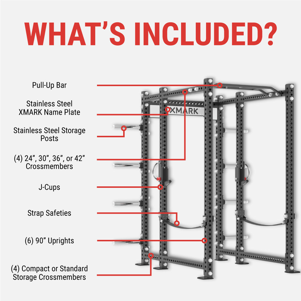 Power Rack w/ Storage & Strap Safeties | Home Gym Power Rack | XMARK