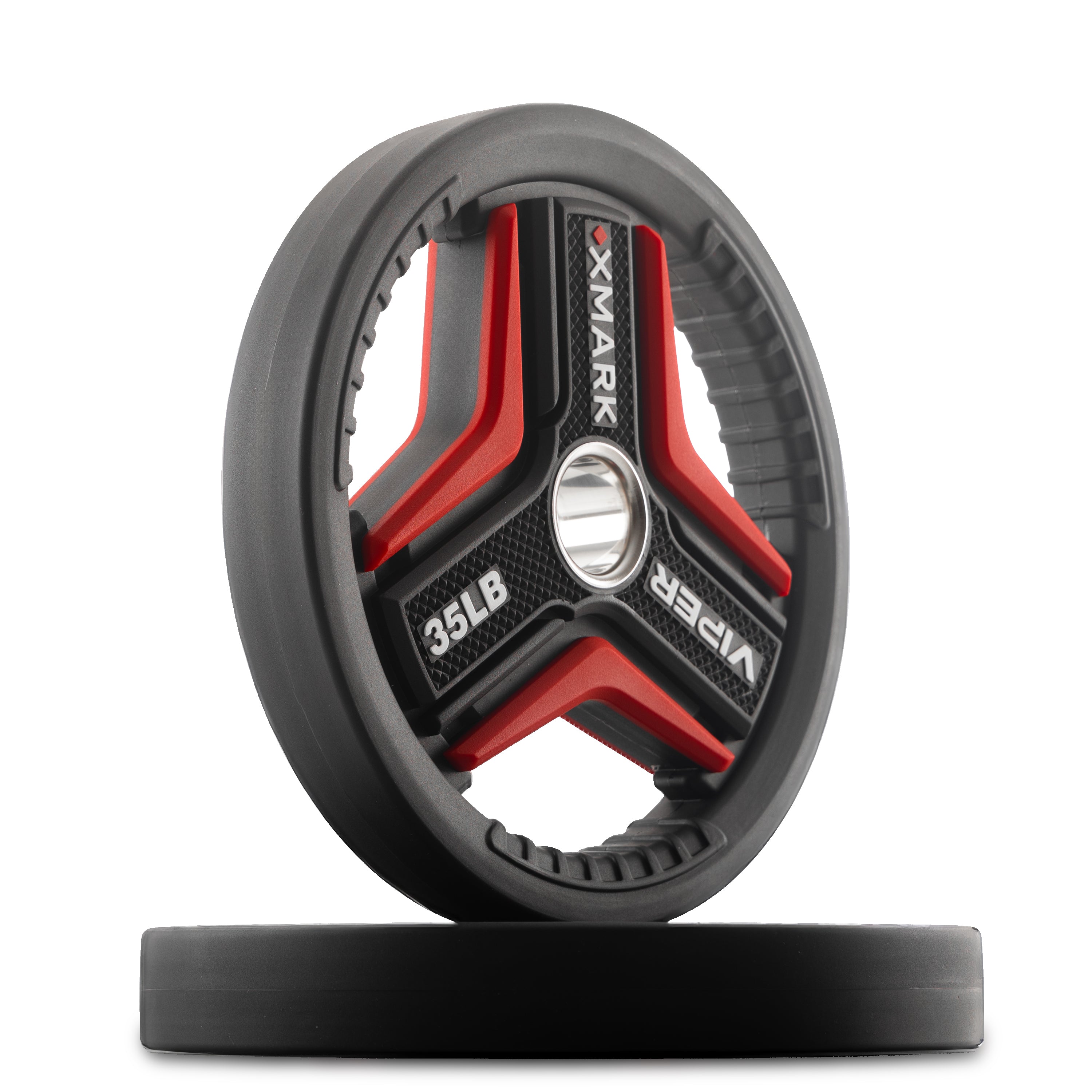 Pair of 35 lb XMARK VIPER Series Plates on a white background