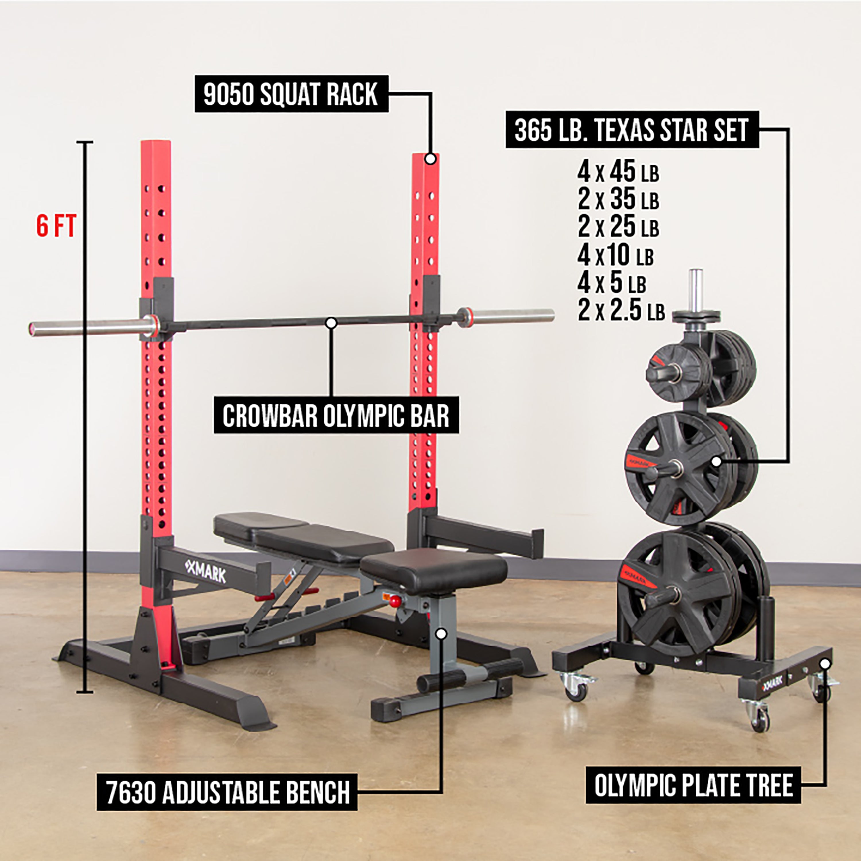 Squat Rack Package | Bench | Olympic Plates – XMARK